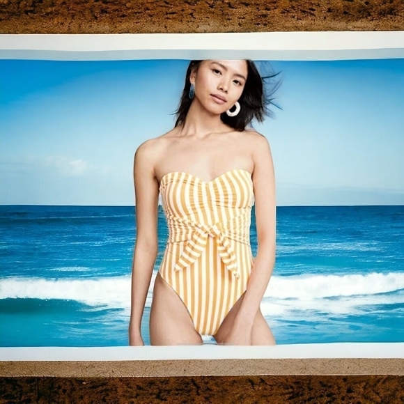 Onia Women's x WeWoreWhat Capri One Piece, Cabana Stripe Citrus, Size Small - Picture 8 of 9